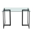 Homycasa 47 INTempered Glass Top Black Base Elegant Dining Table