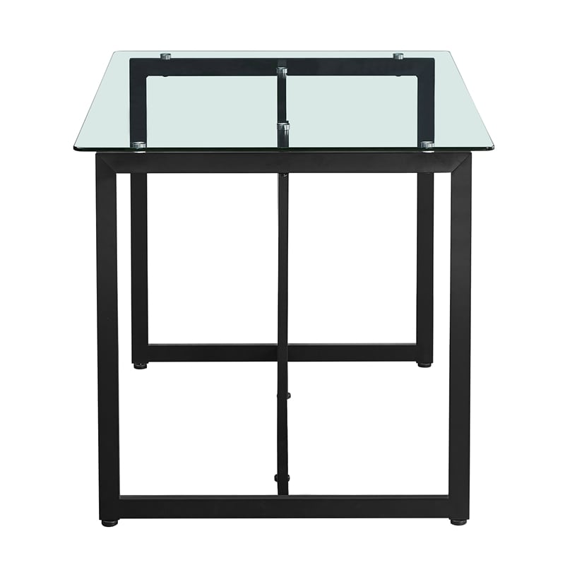 Homycasa 47 INTempered Glass Top Black Base Elegant Dining Table