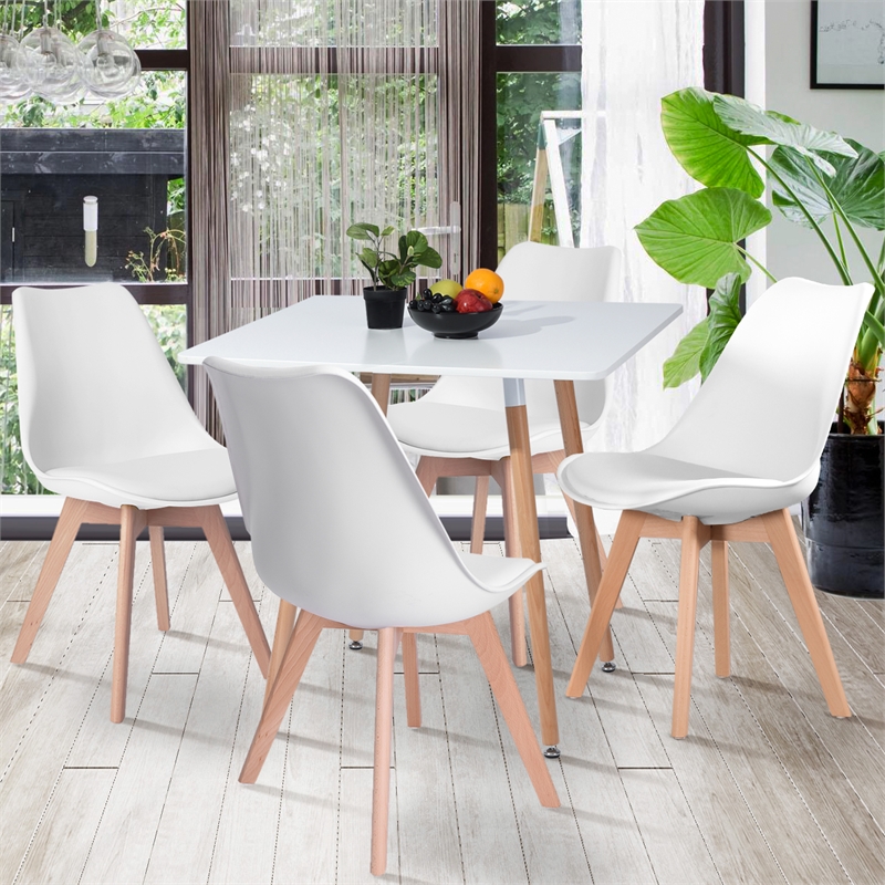 Homycasa 31.5 IN Dining Table Solid Wood Square Legs White
