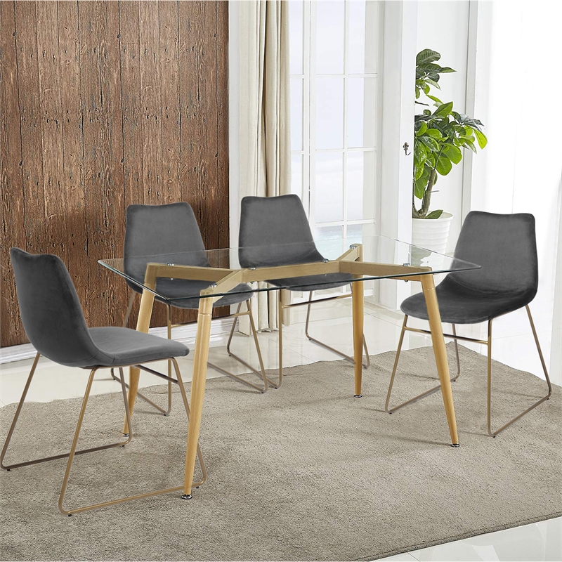 Homycasa Velvet Upholstered Dining Chair (Set of 2)