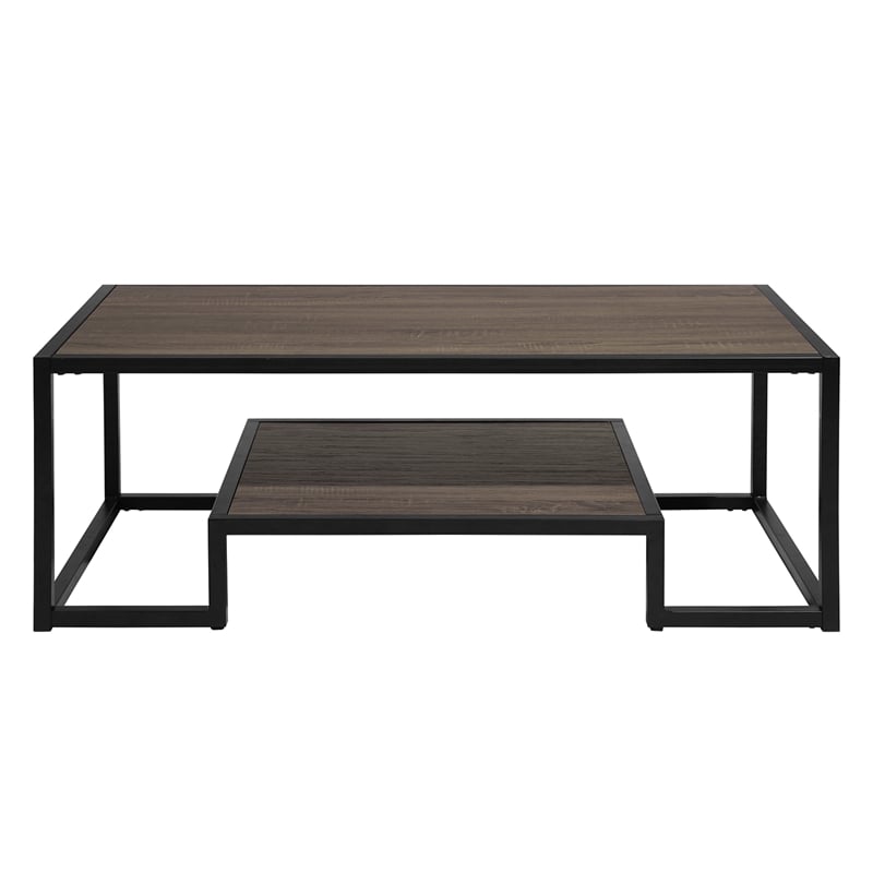 Homycasa Black Frame Coffee Table in Brown