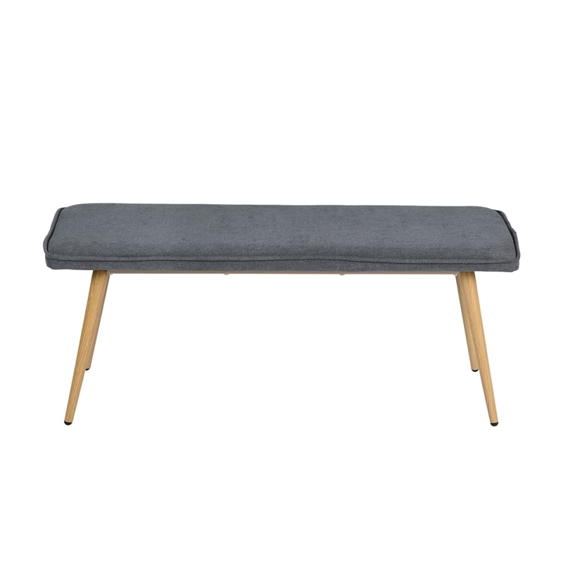 Homycasa Gray Fabric Upholstered Bench Oak Leg