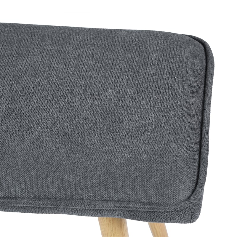 Homycasa Gray Fabric Upholstered Bench Oak Leg