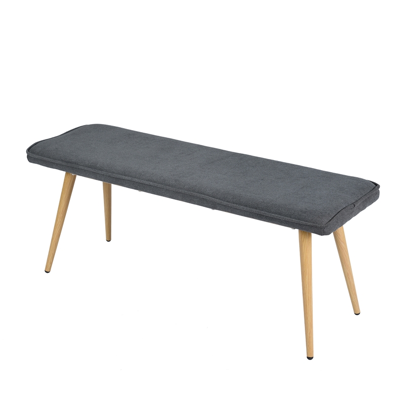 Homycasa Gray Fabric Upholstered Bench Oak Leg