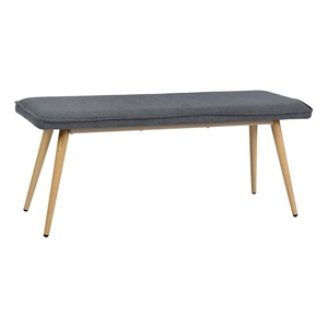 Homycasa Gray Fabric Upholstered Bench Oak Leg