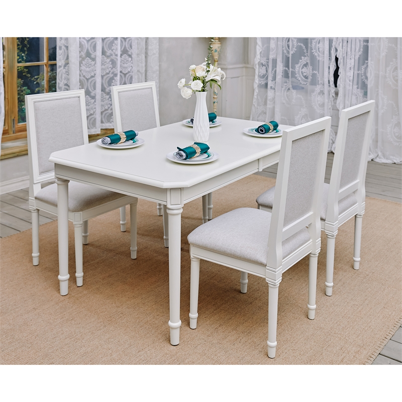 Homycasa Farmhouse Dining Chairs (Set of 6) Solid Wood in Cream White