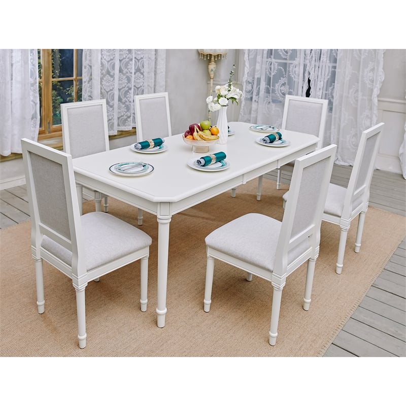 Homycasa Farmhouse Dining Chairs (Set of 6) Solid Wood in Cream White