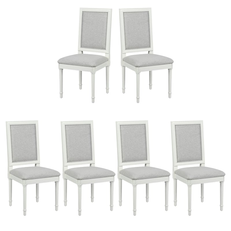 Homycasa Farmhouse Dining Chairs (Set of 6) Solid Wood in Cream White