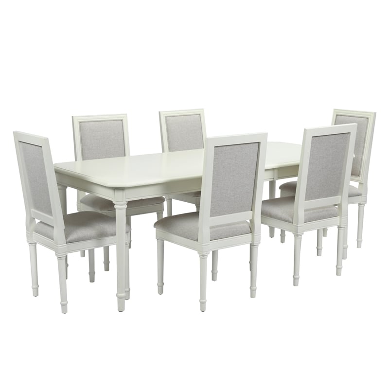 Homycasa Farmhouse Dining Chairs (Set of 6) Solid Wood in Cream White