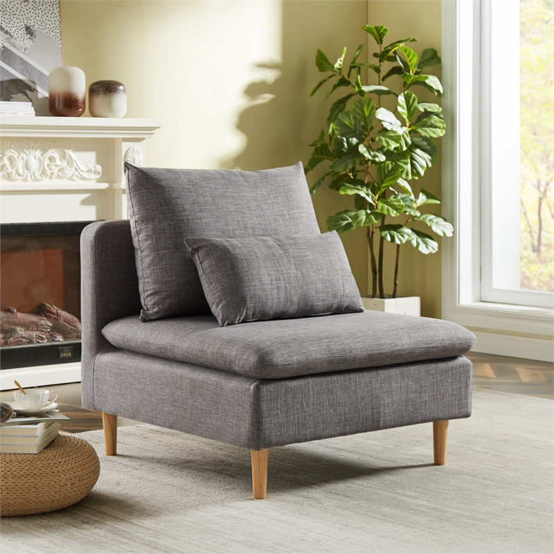Homycasa Fabric Upholstered Armless Straight Sofa in Gray