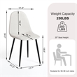 Fabric Upholstered Dining Chair in Cream White/Sleek Black Legs (Set of 4)