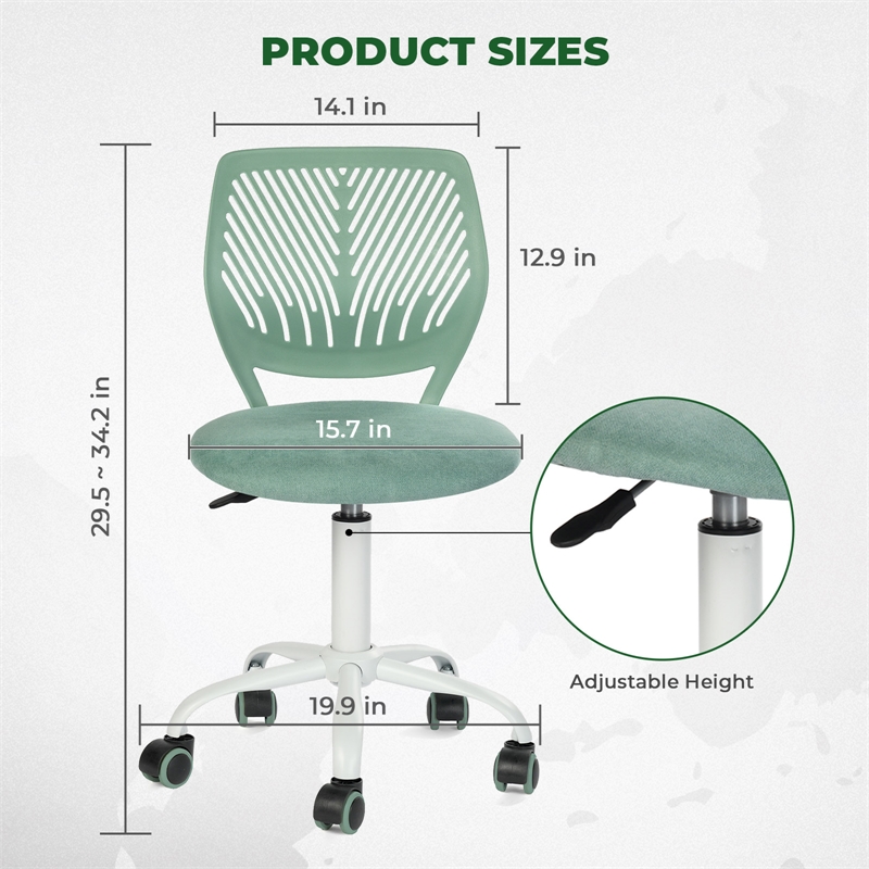 Homycasa Teen Fabric Task Chair-Aqua