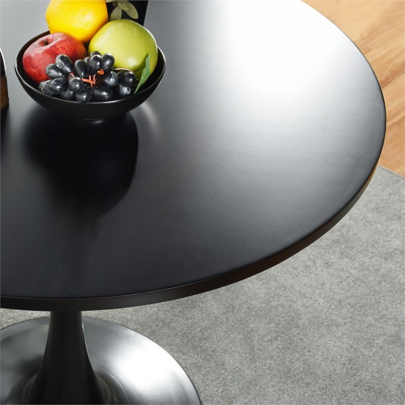 Homycase  Modern  Black Round Dining Table with MDF Table Top