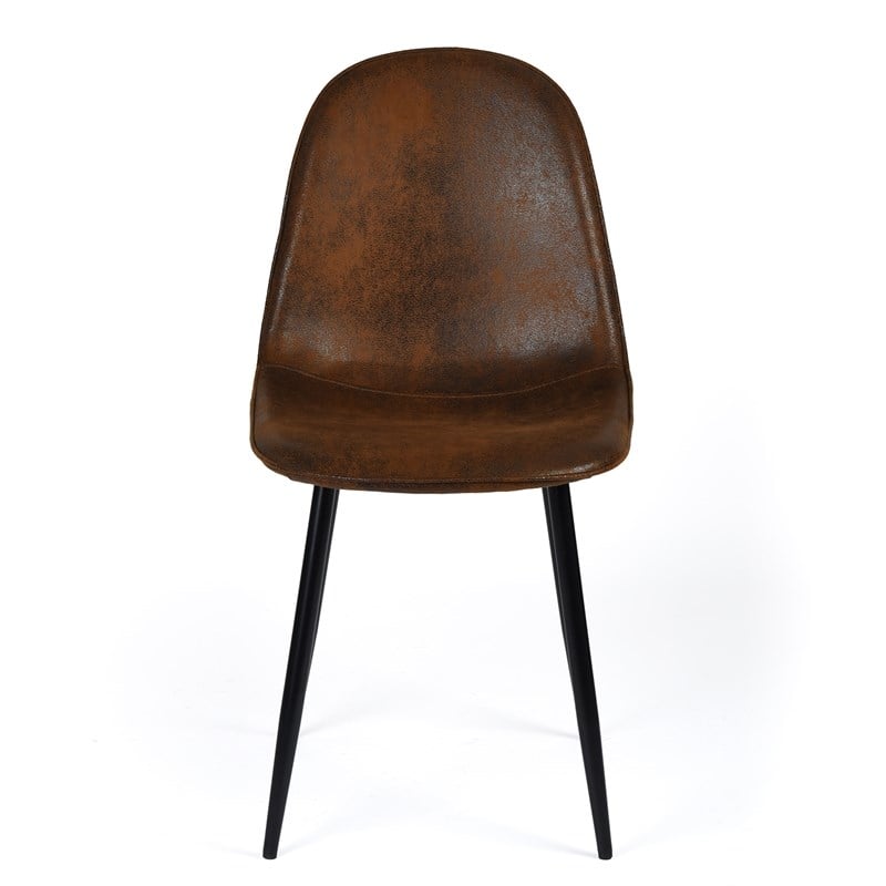 Homycasa Suede Upholstered Dining Chair in Brown (Set of 4)