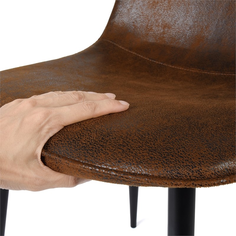 Homycasa Suede Upholstered Dining Chair in Brown (Set of 4)