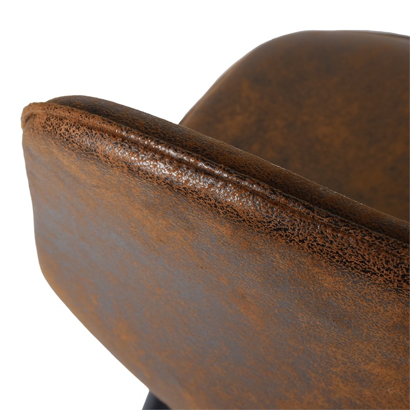 Homycasa Suede Upholstered Dining Chair in Brown (Set of 4)