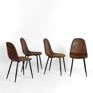 Homycasa Suede Upholstered Dining Chair in Brown (Set of 4)