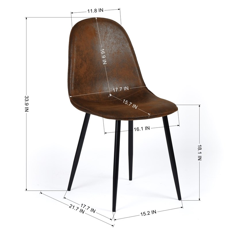 Homycasa Suede Upholstered Dining Chair in Brown (Set of 4)