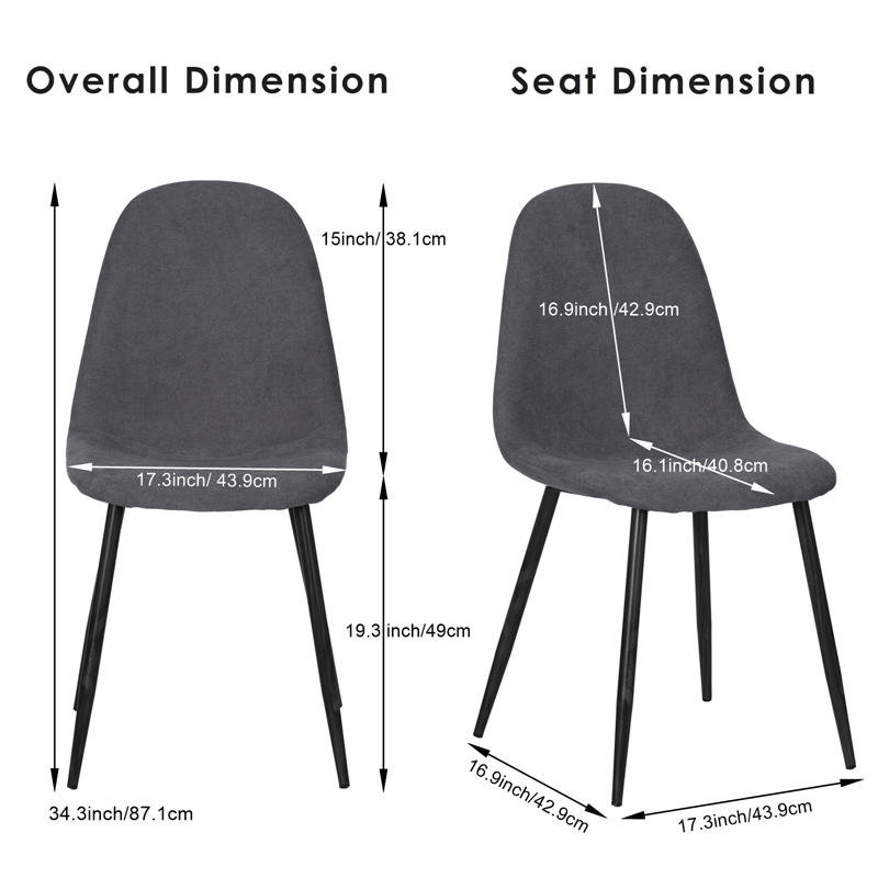 Homycasa Fabric Upholstered Dining Chair in Gray (Set of 4)