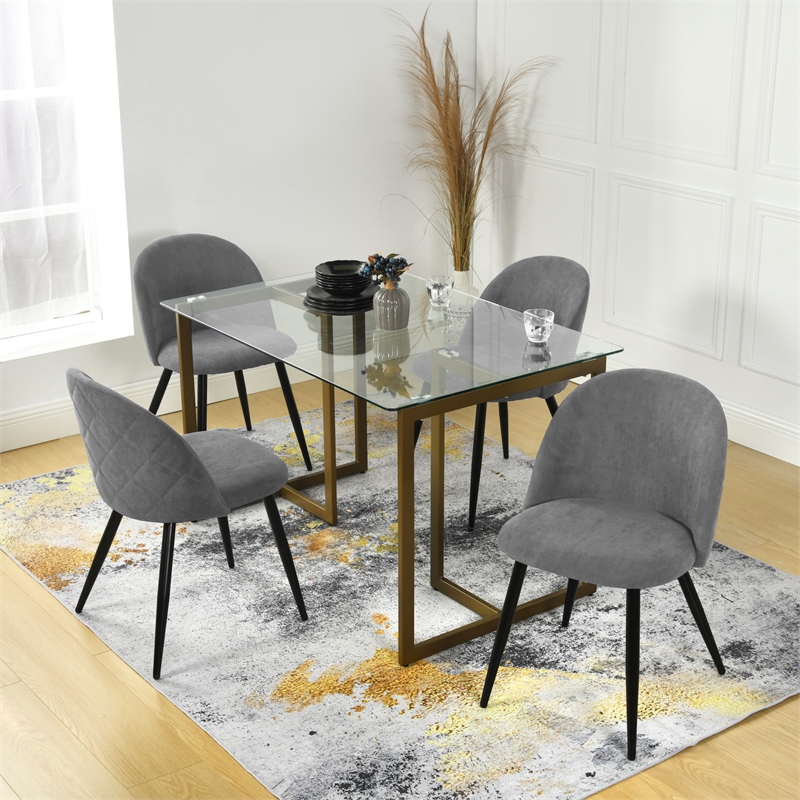 Homycasa Terry Fabric Dining Chair Set of 2-Grey