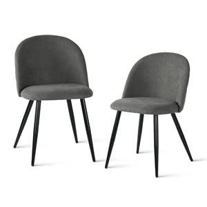 Homycasa Terry Fabric Dining Chair Set of 2-Grey