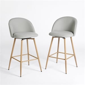 Homycasa 26&quot Swivel Fabric Upholstered Counter Stool in Gray (Set of 2)