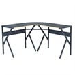 Homycasa L Shaped Computer Desk with Black Metal Frame and Wood Finish