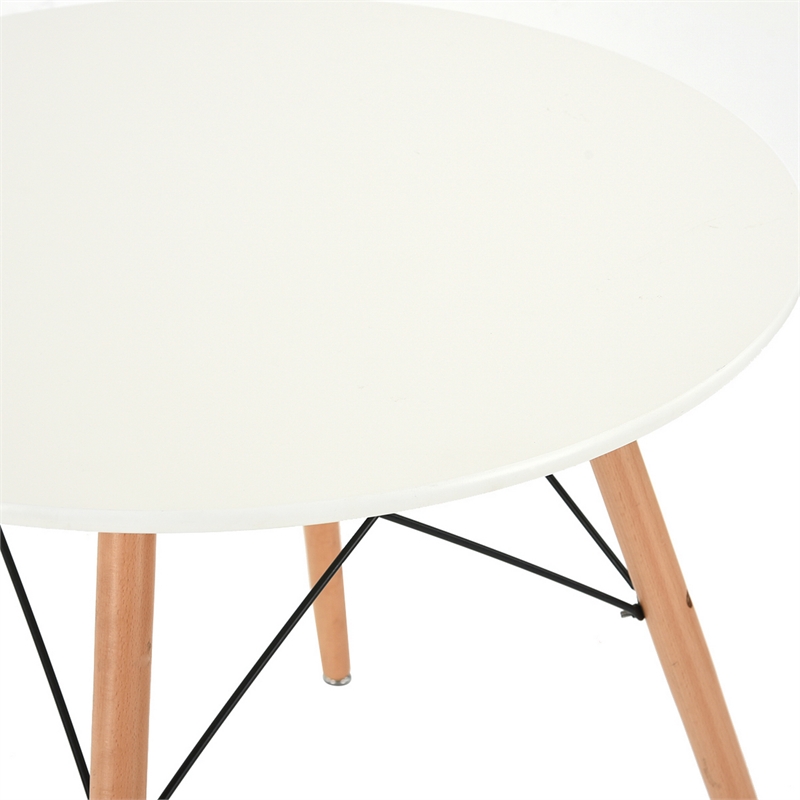 Homycasa Modern Round Dining Table with White Top and Wooden Legs