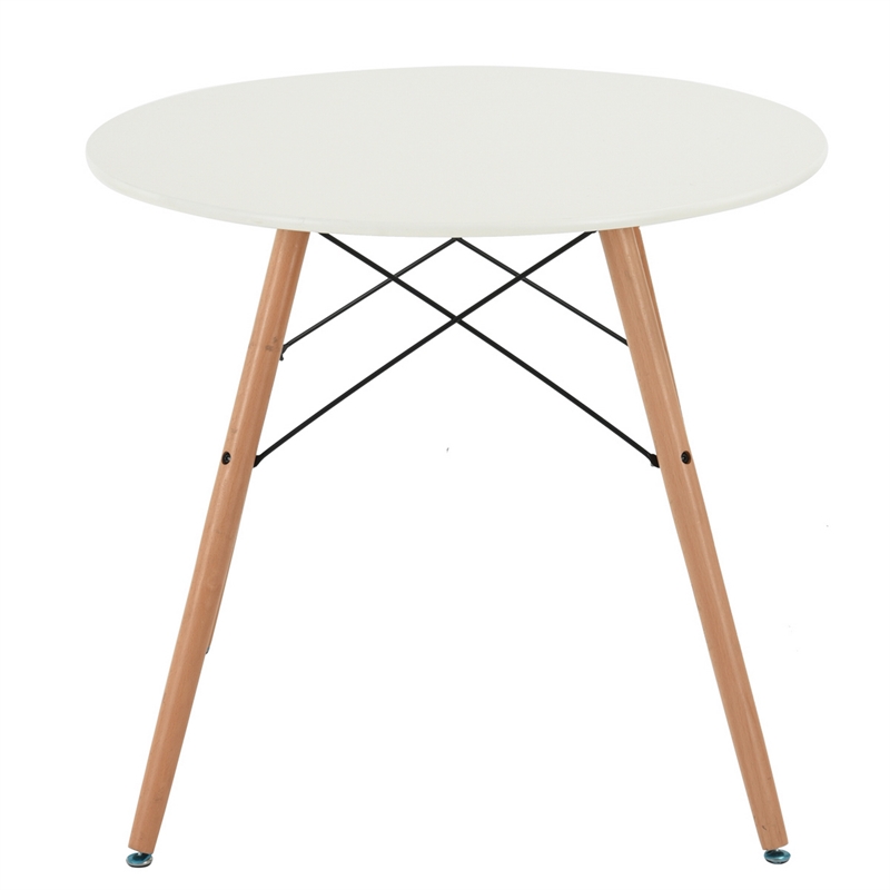 Homycasa Modern Round Dining Table with White Top and Wooden Legs