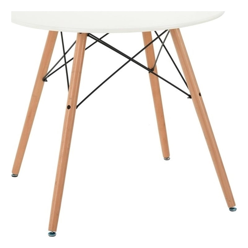 Homycasa Modern Round Dining Table with White Top and Wooden Legs