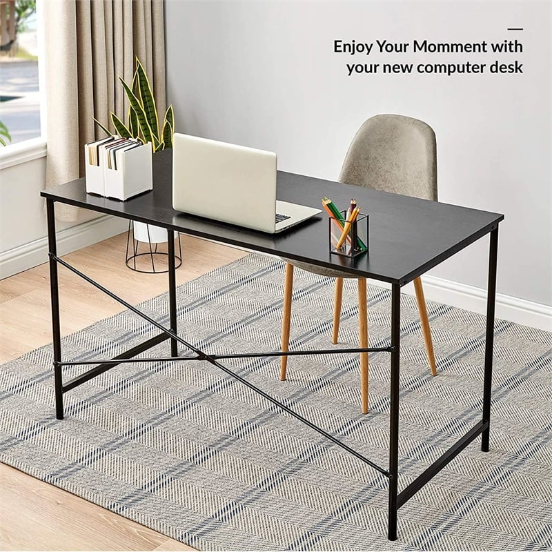 Homycasa Black Spacious Work Surface Modern Industrial Computer Desk