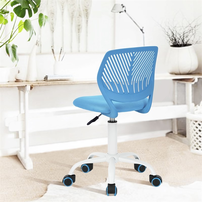 Homycasa Blue Ergonomic Office Chair-Adjustable Armless Task Chair