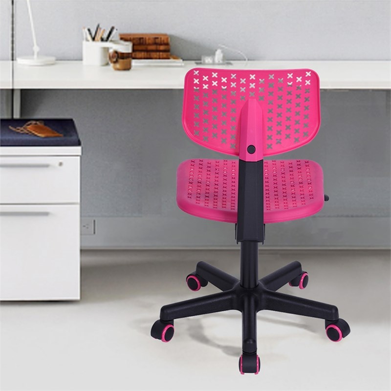 Homycasa Ergonomic Plastic Chair with Adjustable Height-Pink Backrest