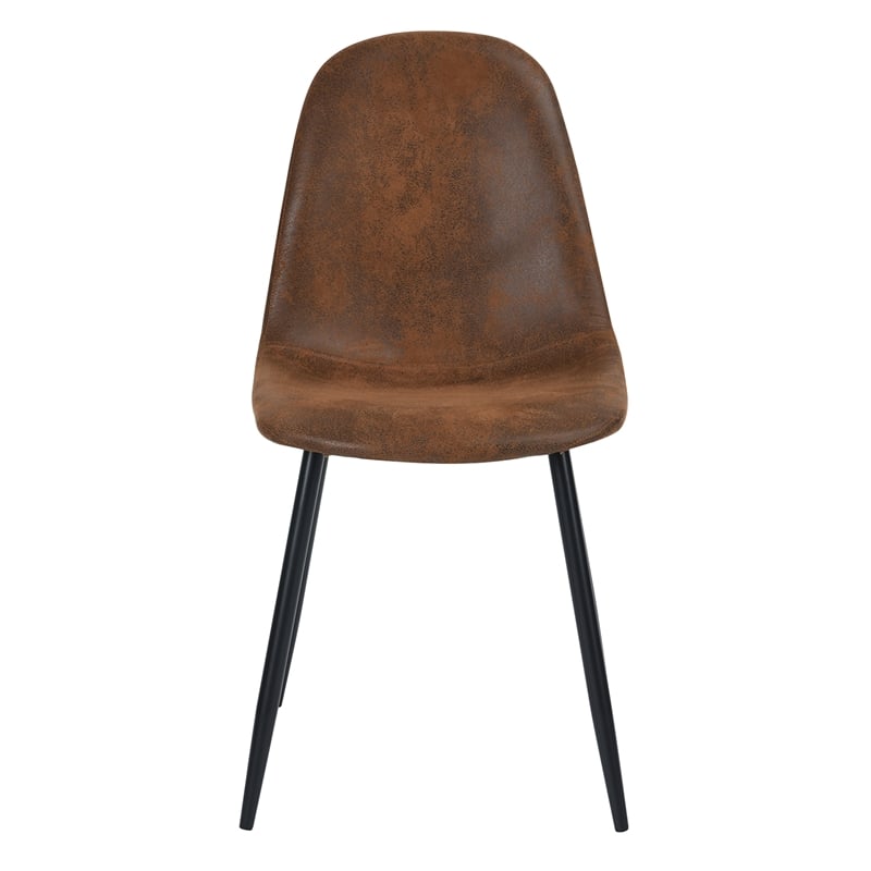 Homycasa Suede Upholstered Dining Chair in Brown (Set of 4)
