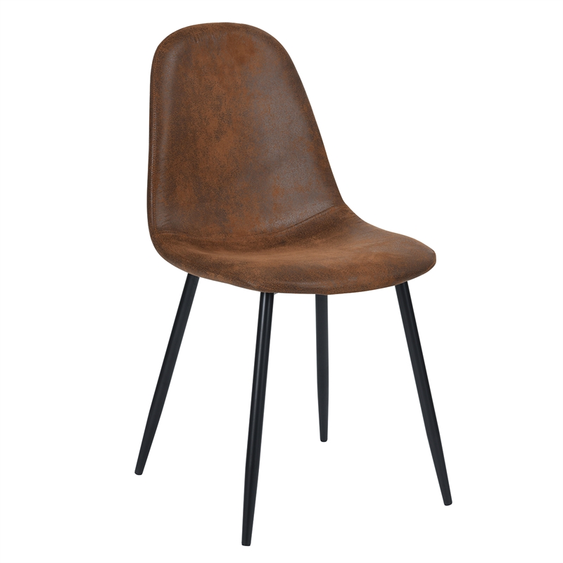 Homycasa Suede Upholstered Dining Chair in Brown (Set of 4)