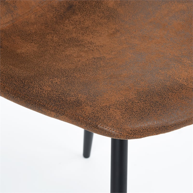 Homycasa Suede Upholstered Dining Chair in Brown (Set of 4)