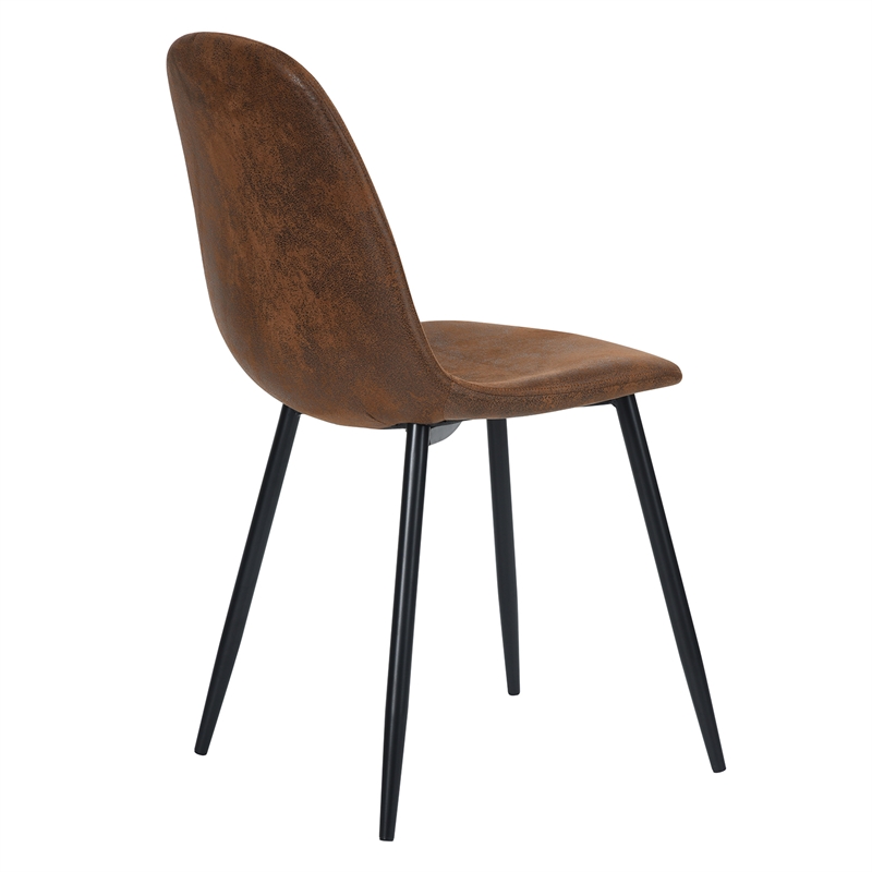 Homycasa Suede Upholstered Dining Chair in Brown (Set of 4)