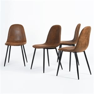 Homycasa Suede Upholstered Dining Chair in Brown (Set of 4)