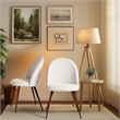 Homycasa Modern Fabric Upholstered Dining Chair with Walnut Legs (Set of 2)