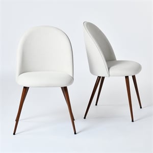 Homycasa Modern Fabric Upholstered Dining Chair with Walnut Legs (Set of 2)