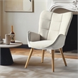 FurnitureR Modern Fabric Upholstered Accent Chair in Beige/Wood Legs
