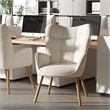 FurnitureR Modern Fabric Upholstered Accent Chair in Beige/Wood Legs
