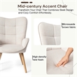 FurnitureR Modern Fabric Upholstered Accent Chair in Beige/Wood Legs