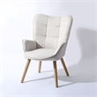 FurnitureR Modern Fabric Upholstered Accent Chair in Beige/Wood Legs