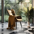 Homycasa Modern Suede Fabric Accent Chair in Brown/Black Metal Legs