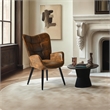 Homycasa Modern Suede Fabric Accent Chair in Brown/Black Metal Legs