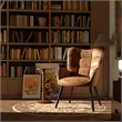 Homycasa Modern Suede Fabric Accent Chair in Brown/Black Metal Legs