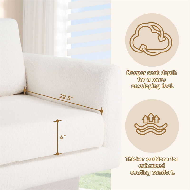 Homycasa Modern Swivel Accent Chair 30inch W Teddy Sherpa Round Armchair Cream