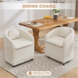 Homycasa Chenille Fabric Dining Armchair Back Cushion Universal Wheels Beige