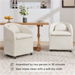 Homycasa Chenille Fabric Dining Armchair Back Cushion Universal Wheels Beige